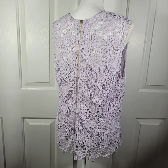 NWT Nanette Lapore Lace Sleeveless Top in Lavender Purple Zipper in Back - Picture 11 of 17